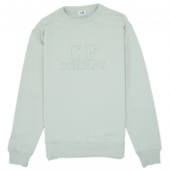 CP COMPANY Embroidered Central Logo Grey Sweatshirt - Mens from PILOT UK