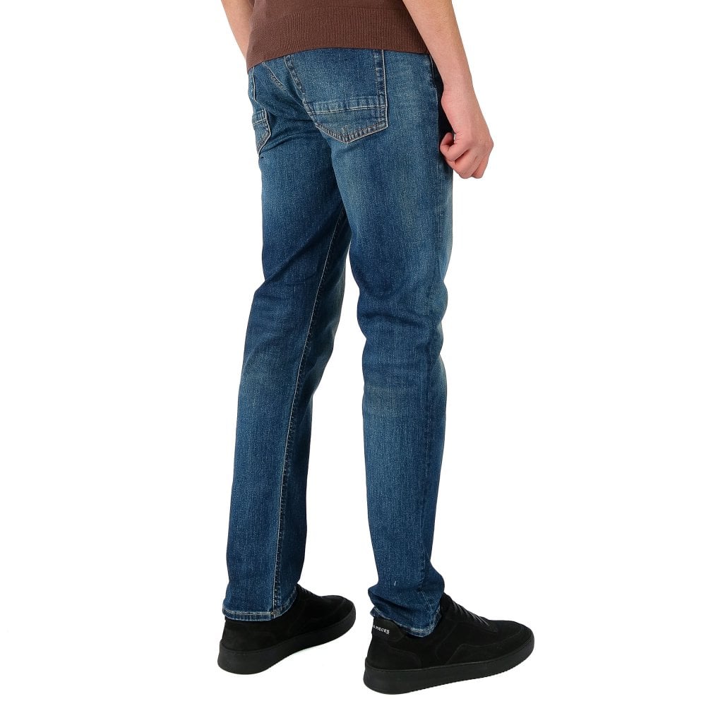 DENHAM Razor Stretch Slim Fit Washed Dark Denim Jean