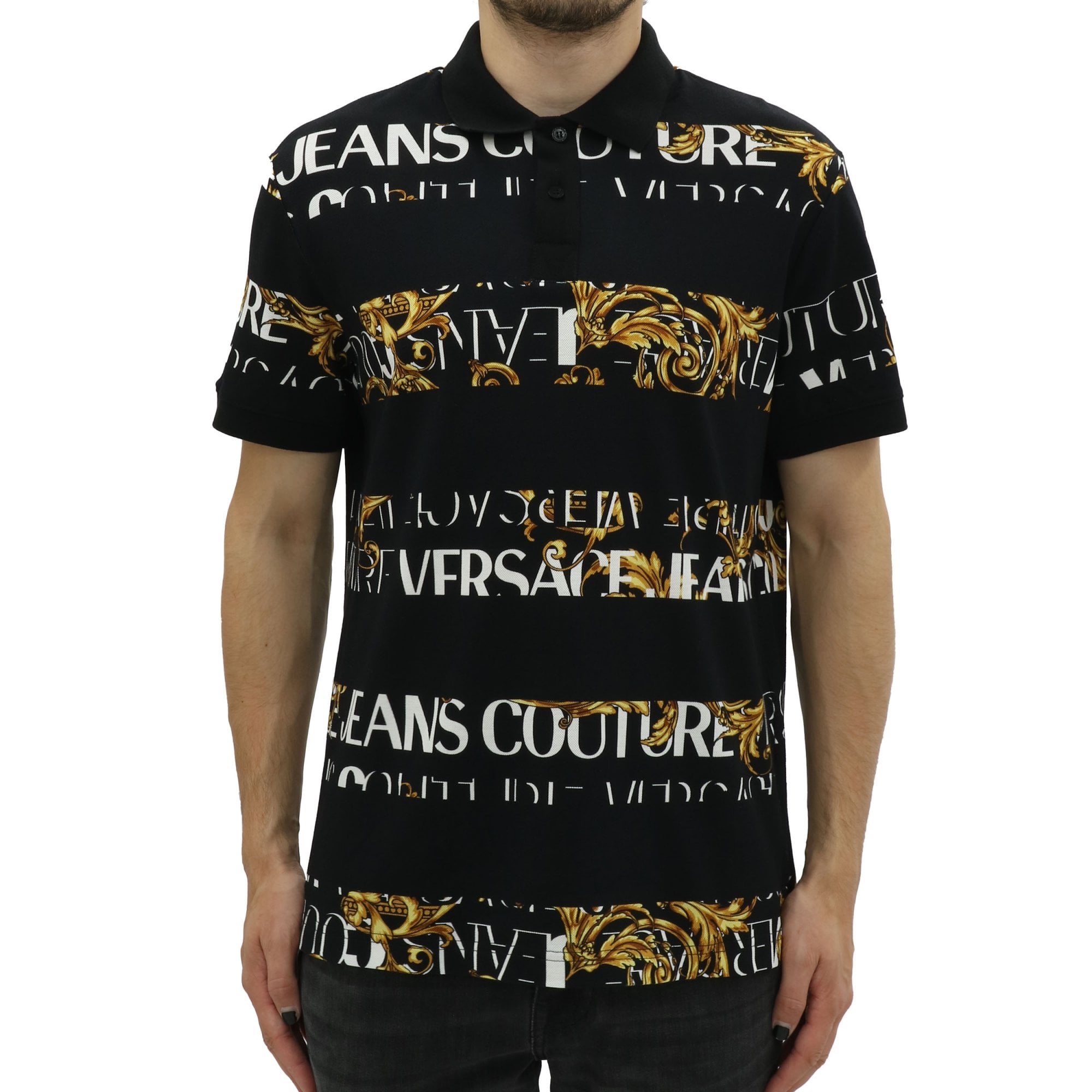 Shirts Versace Jeans Couture R Panel Logo Baroque Shirt Black